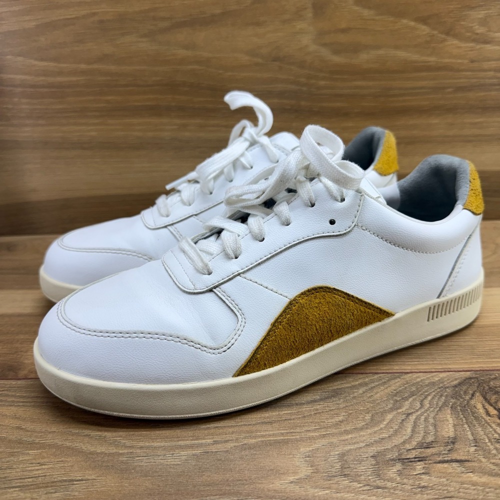 Everlane ReLeather Court Sneaker 7.5 White Mustard Capsule Clean Girl Athleisure
